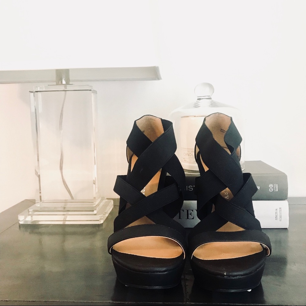 Chinese Laundry Black Wedges (Moonlight Smooth)